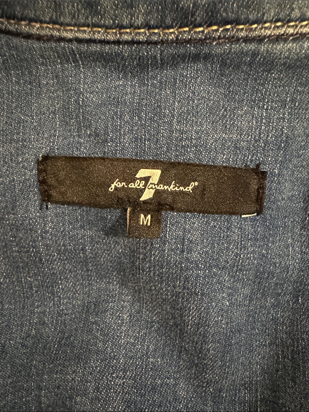 7 For All Mankind Denim Midi Shirt Dress in Blue - Picture 6 of 7